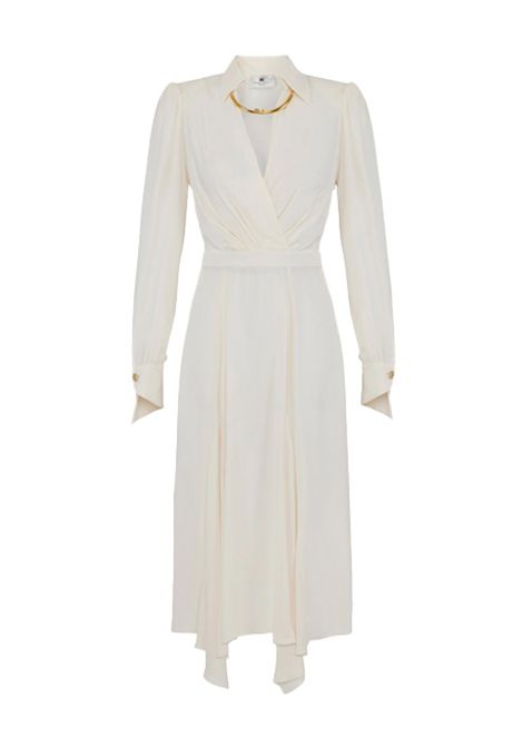 Abito ELISABETTA FRANCHI donna ABT0356 Bianco slim scollo a v gonna svasata viscosa ELISABETTA FRANCHI | ABT0356DZ9
